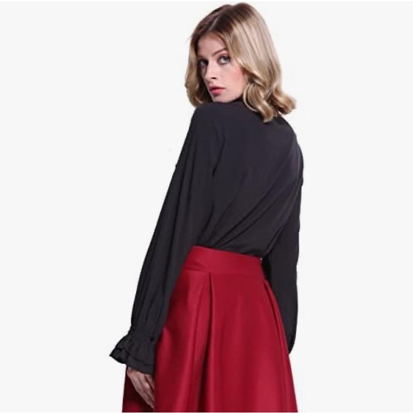 Firpearl Women's M Medium Button Down Blouse Ruffle Collar Vampire Core Goth - Picture 5 of 13